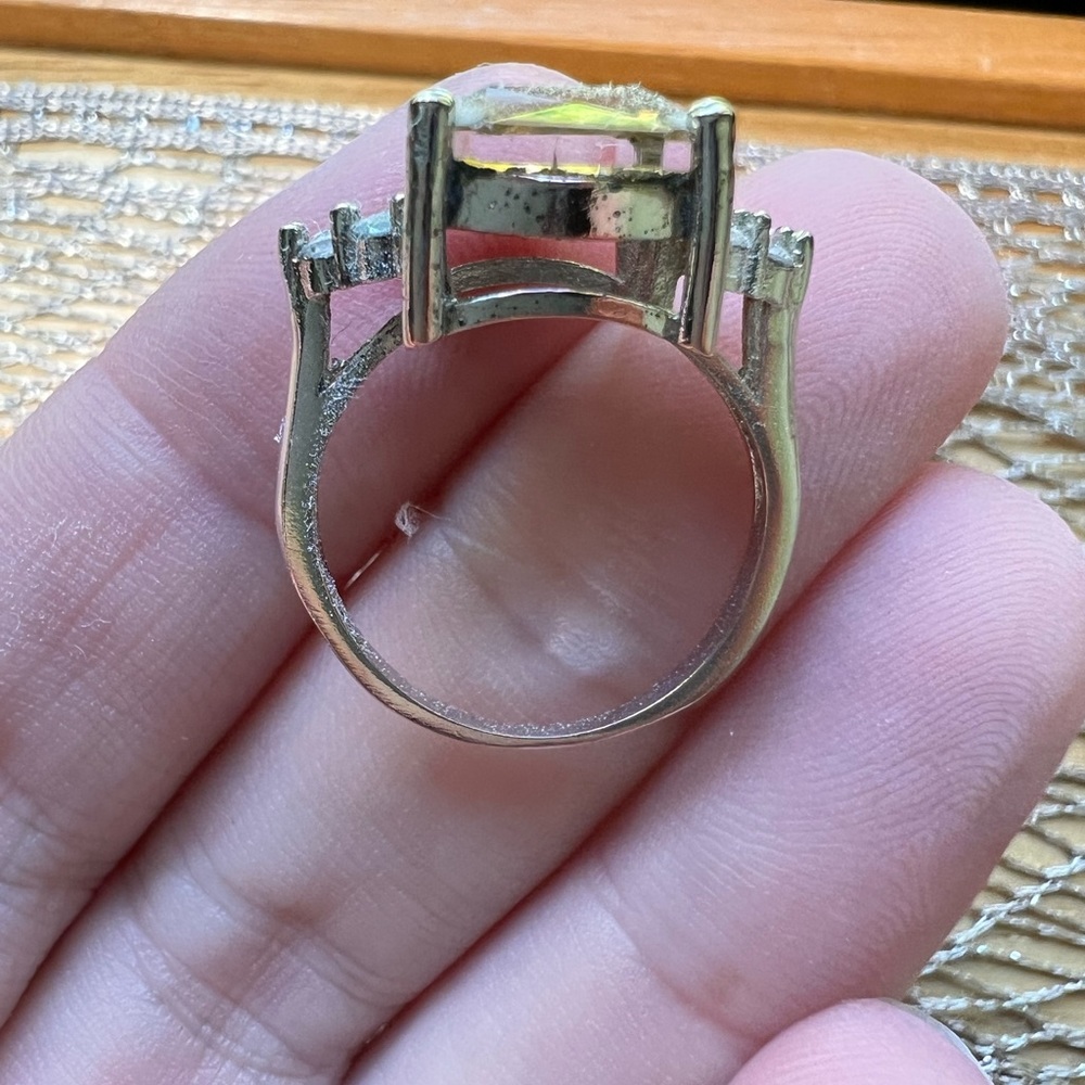 SOLD 2/12 925 SS Vintage Yellow Topaz & CZ or Rhinestones Ring - Picture 7 of 14